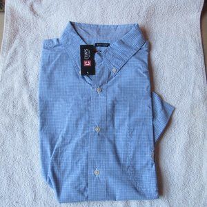 Chaps Men's Short Sleeve Blue Button Down Shirt